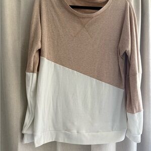 Two-Tone Brown and White Women's Top